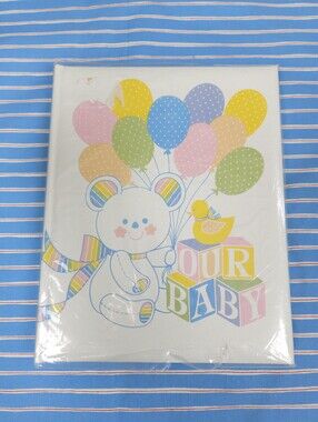Vintage Hallmark Our Baby Record Book 9x11.5" NEW Unused Bright Pastels
